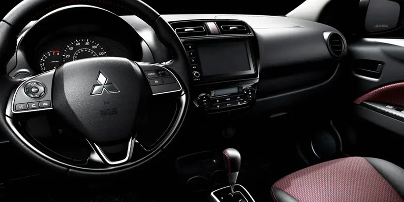 The infotainment system on the 2024 Mitsubishi Mirage.